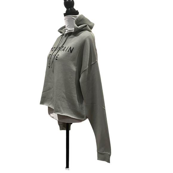 Coastal Culture army green longsleeve crop raw hem hooded sweatshirt extra large - Picture 4 of 11